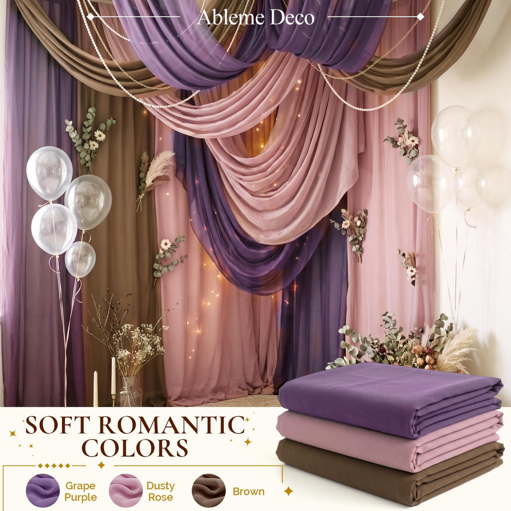Chiffon Fabric by The Yard 60" x 5 Yards, Soft Sheer Draping (Dusty Rose)