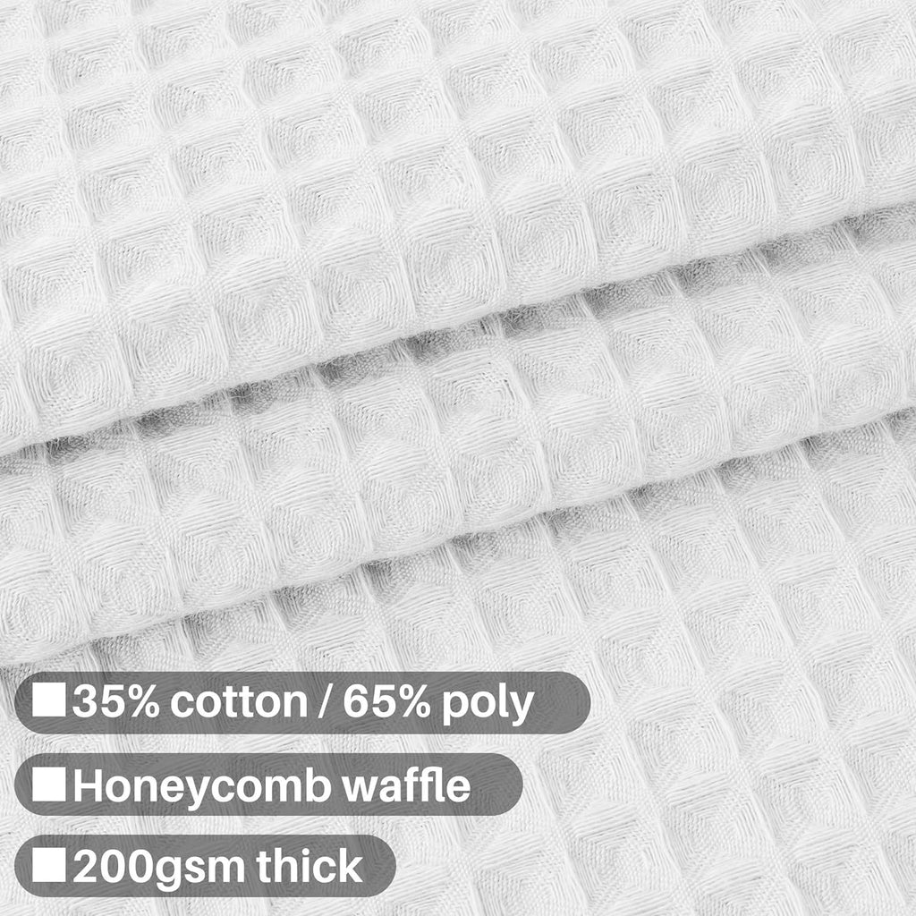 Waffle Weave Shower Curtain Fabric White, 72x72 | Heavy Weight Fabric, Cotton Blend, Hotel Luxury Spa, Machine