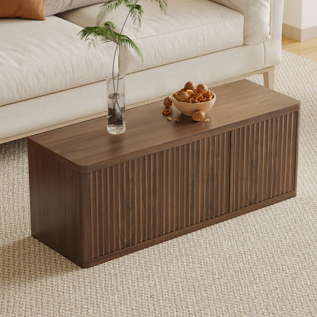 41.3" Shoe Storage Bench with Cushion, Adjustable Shelves, 440lbs, Walnut