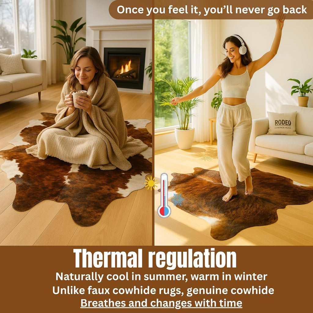 Genuine Cowhide Rug - Premium Western Home Décor, Natural Brazilian Cow Hide & Rustic Cabin, Multiple Colors
