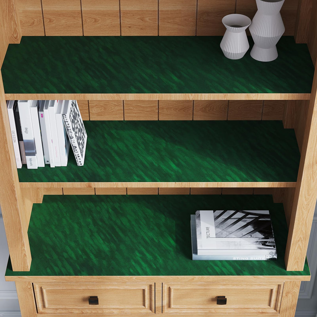 15.7"x78.7" Dark Green Velvet Fabric Self Adhesive Felt Drawer Liner Soft Velvet Wallpaper Peel and Stick Green