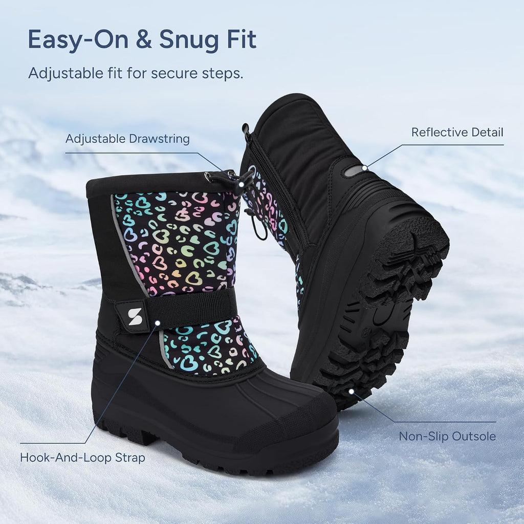 Kids Snow Boots Boys Girls Waterproof Zipper Winter Boots