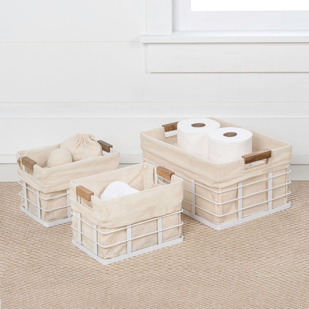 Callan 3-Piece Industrial Wire Nesting Baskets 15", White