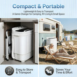 Compact Mini Twin Tub Washing Machine 13lbs Capacity Portable Washer Wash and Spin Cycle Combo, Built-in Gravity Drain