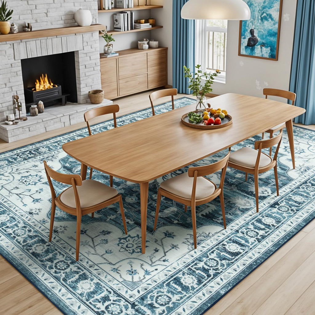 5x7 Coastal Blue White Area Rugs