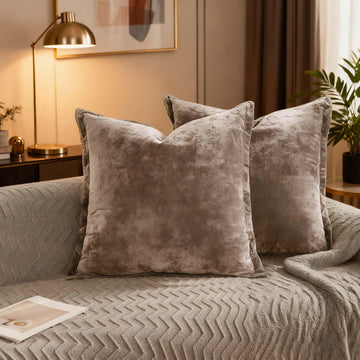 Velvet Pillow Covers 2 Pack Soft 26x26 Pillow Covers Solid Square Euro Shams Decorative Couch Pillow Cases with Wide