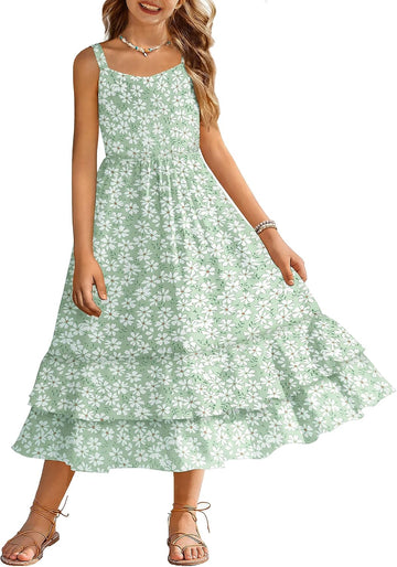 Girls Cami Summer Dress Casual Sleeveless Sundress with Pockets