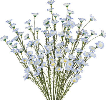 Artificial Wildflowers with Stems Bulk Silk Spring Flowers 21 Inch Fake Forsythia Branches Blue Faux - Set of 10