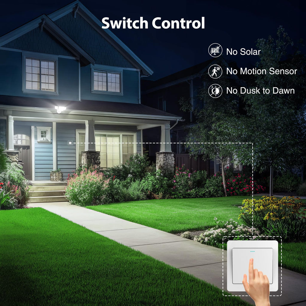 90W Flood Lights Outdoor, Ultra Bright 4-Head LED Security Light with Switch Control, IP66 Waterproof 6500K