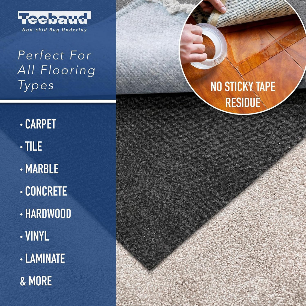 8' x 10' Non-Slip Rug Pad, Reversible Gripper, Non Skid Pads for Hardwood, Vinyl, Tile, Laminate Floors, Keep Area