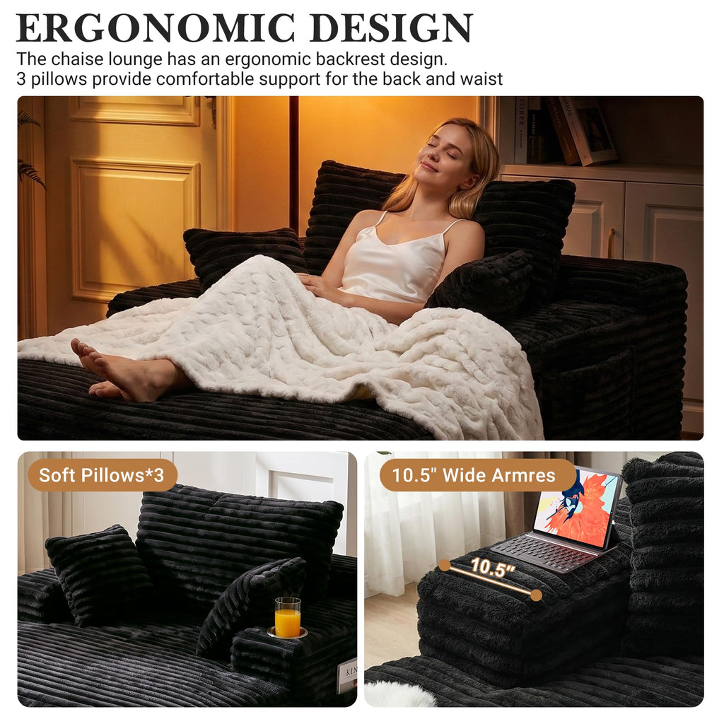 Oversized Boneless Chair, Chaise Lounge Chair Indoor, Black