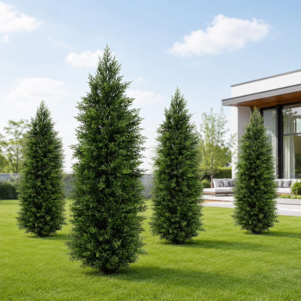 5FT Artificial Topiary Trees, Tall UV Resistant Fake Cedar Tree for Outdoor, Faux Shrubs Plants Artificial Cypress