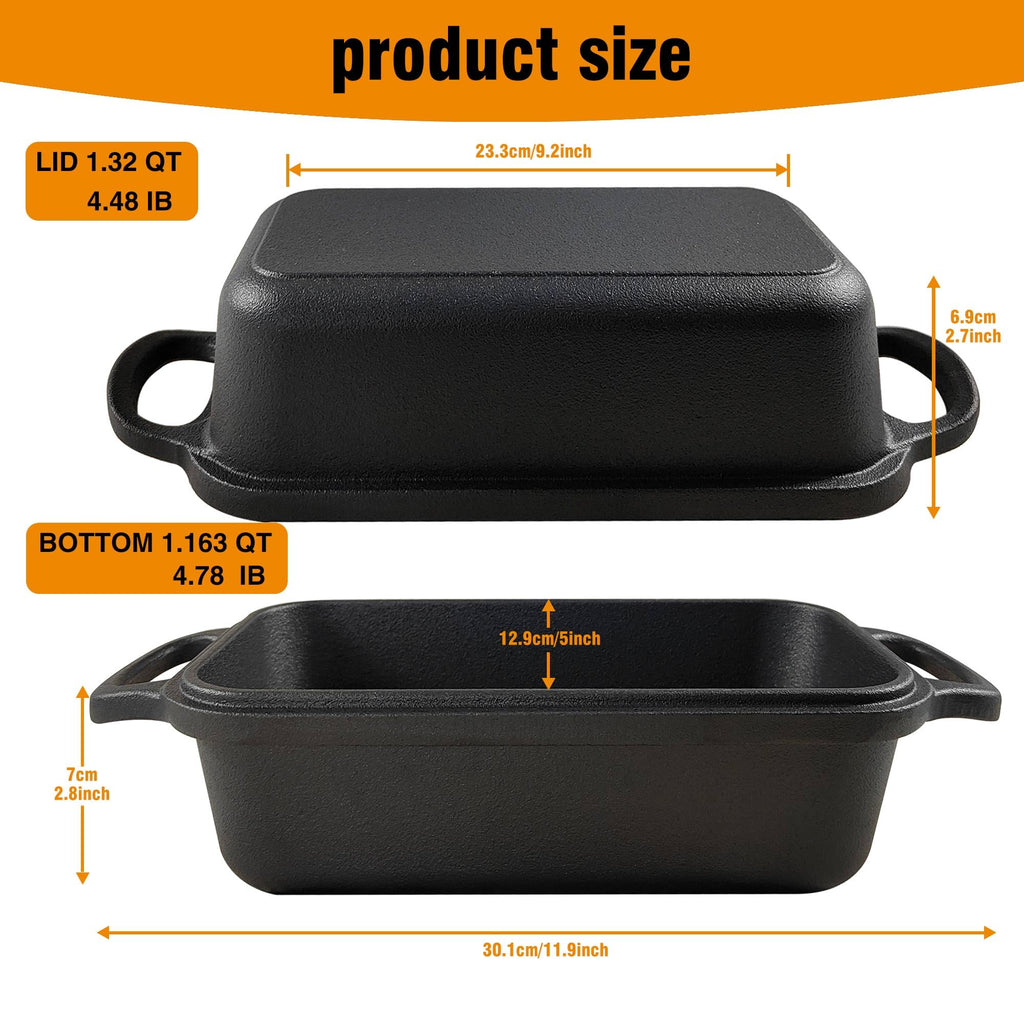 Cast Iron Bread Loaf Pan with Lid, 9x5 Sourdough Bread Baking Pan
