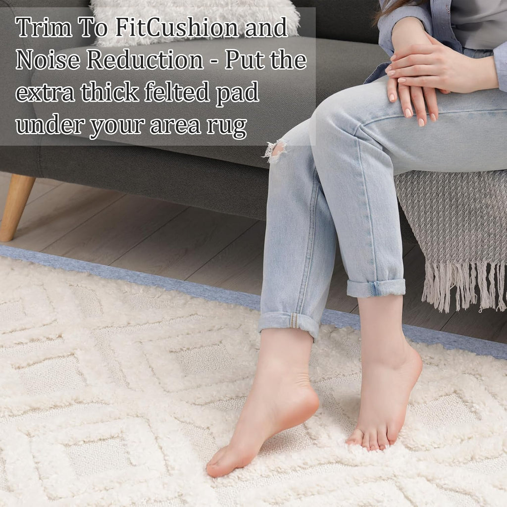 Felt Rug Pad 8x10 Feet, 1/2 Inch Thick Carpet Padding for Hardwood Floors, Grey Under Rug Protector, Floor Cushioning