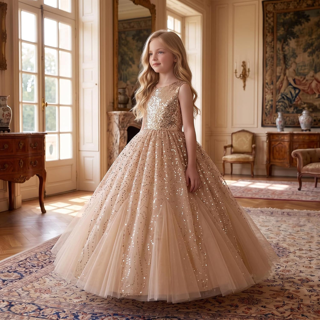 Flower Girls Sequin Dress Princess Birthday Party Pageant Fancy Dresses