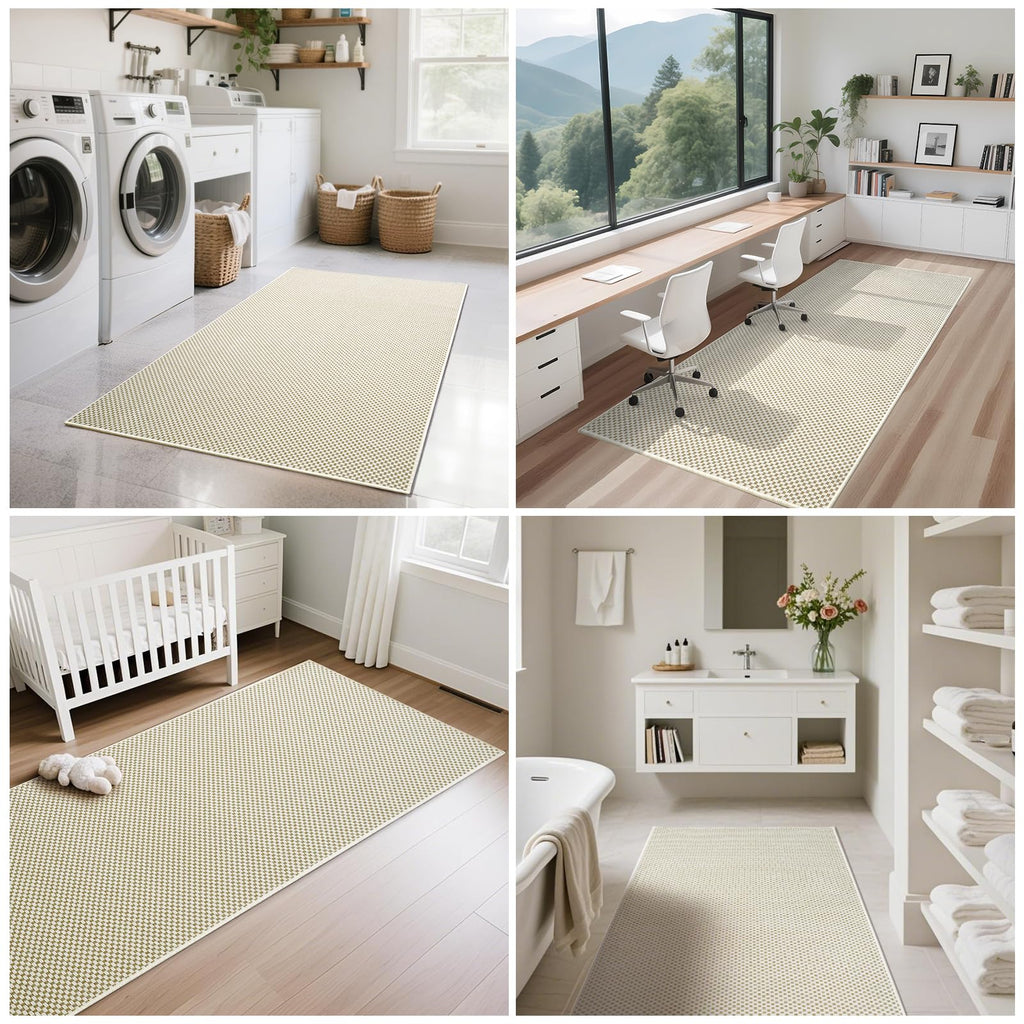 Hallway Runner Rug Extra Long Kitchen Runner Washable Beige