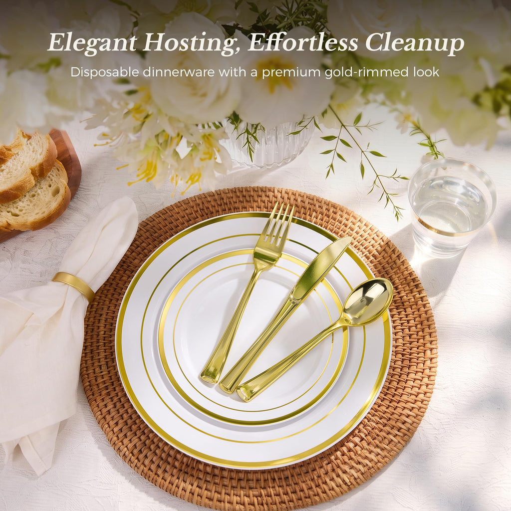 Gold Dinnerware Set for 100 Guests