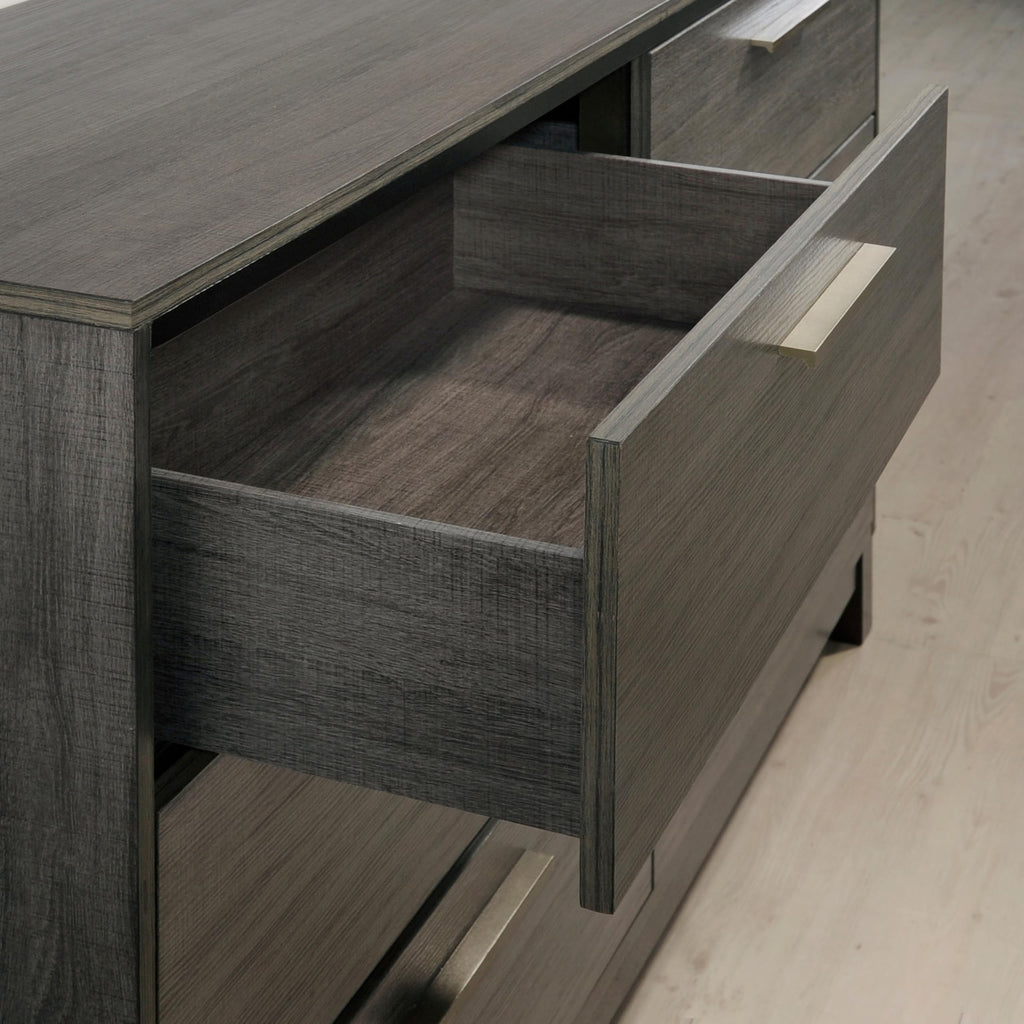 Ioana 187 Antique Grey Finish Wood Bed Room Set, King Size Bed, Dresser, Mirror, Night Stand, Chest