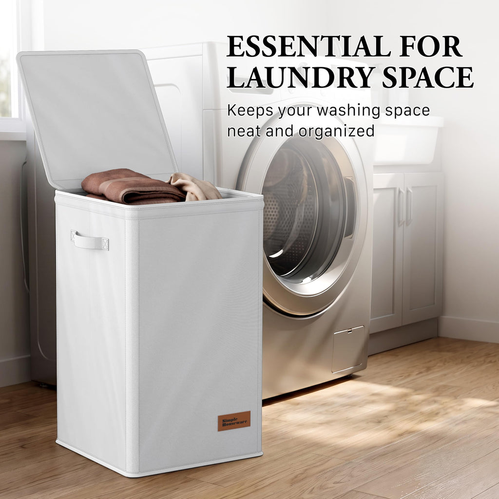 Foldable Laundry Hamper Basket with Lid and Bag, Pink