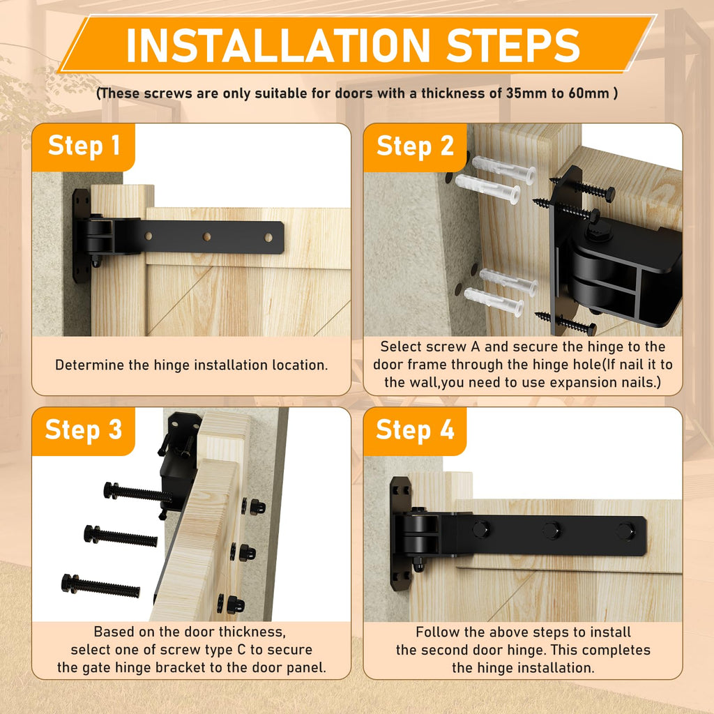 Heavy Duty Gate Hinges, 900 Lbs Capacity and Built-in Sealed Ball Bearings
