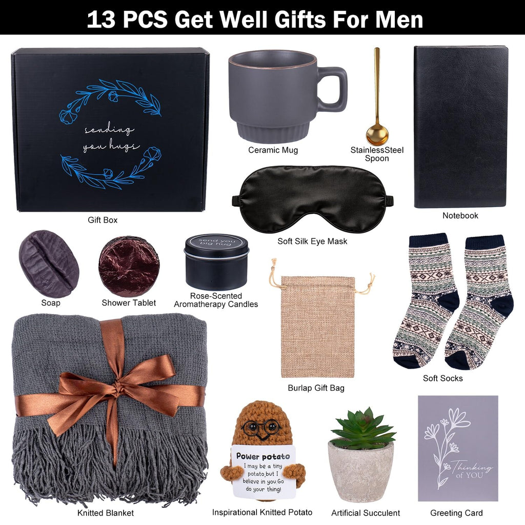 Get Well Soon Gift Baskets for Men Women After Surgery, Sick Care Package