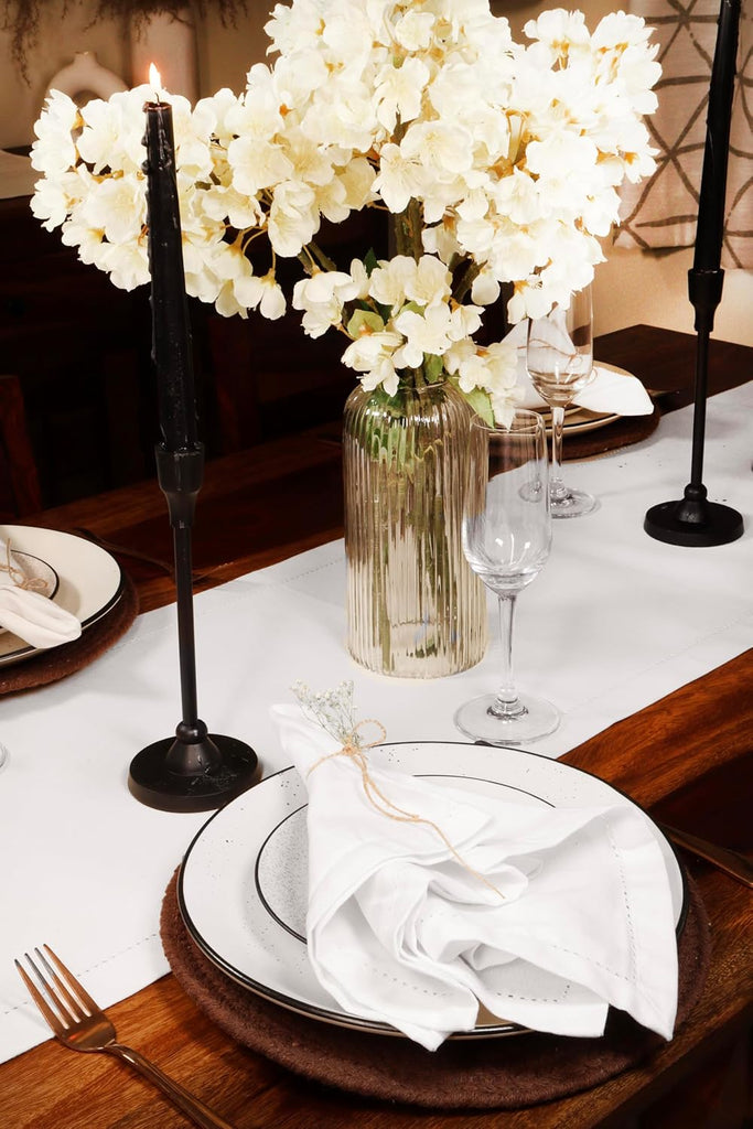 Set of 12 Hemstitch Cloth Dinner Napkins 100% Cotton - Soft Durable Washable - Ideal for Wedding Spring Easter Summer