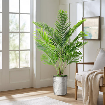 Artificial Tree in Modern Planter, Fake Areca Tropical Palm Silk Tree for Indoor and Outdoor Home Decoration - 57"