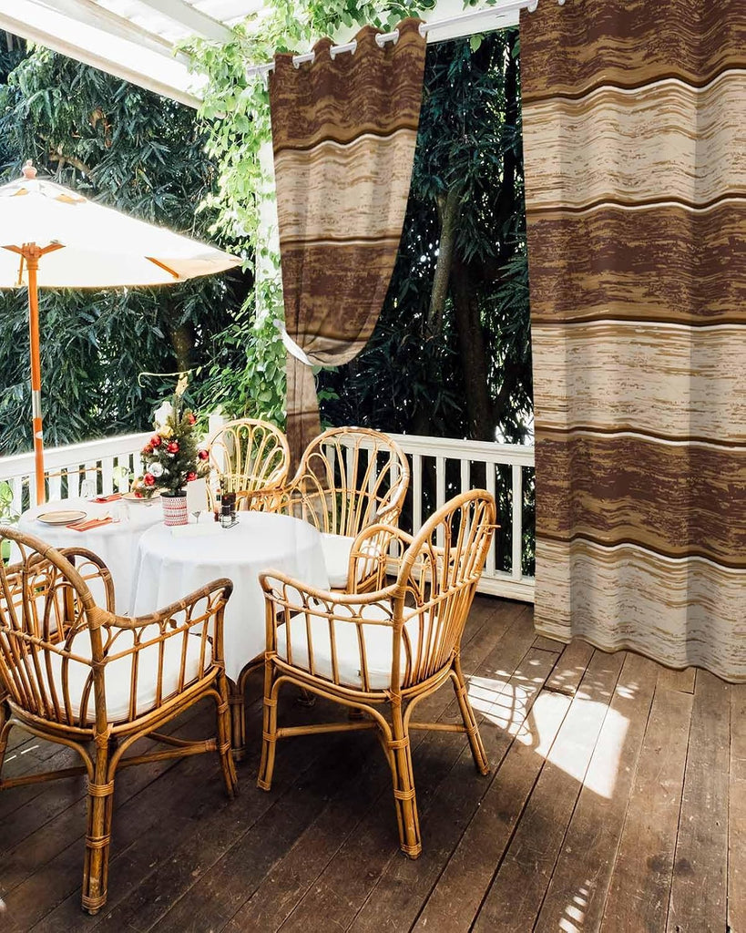 Outdoor Curtains Waterproof, Farmhouse Wood Grain Privacy Screen Outdoor Front Porch Decor, Grommet Outside Curtains