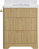 30" Freestanding Bathroom Vanity with Ceramic Sink - Vanity Cabinet with 2 Drawers & Flip-Down Storage