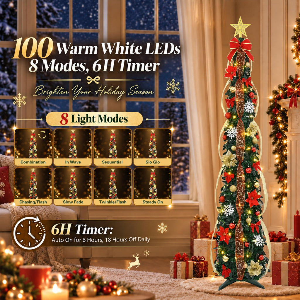 6Ft Pop Up with Lights, Prelit Decorations