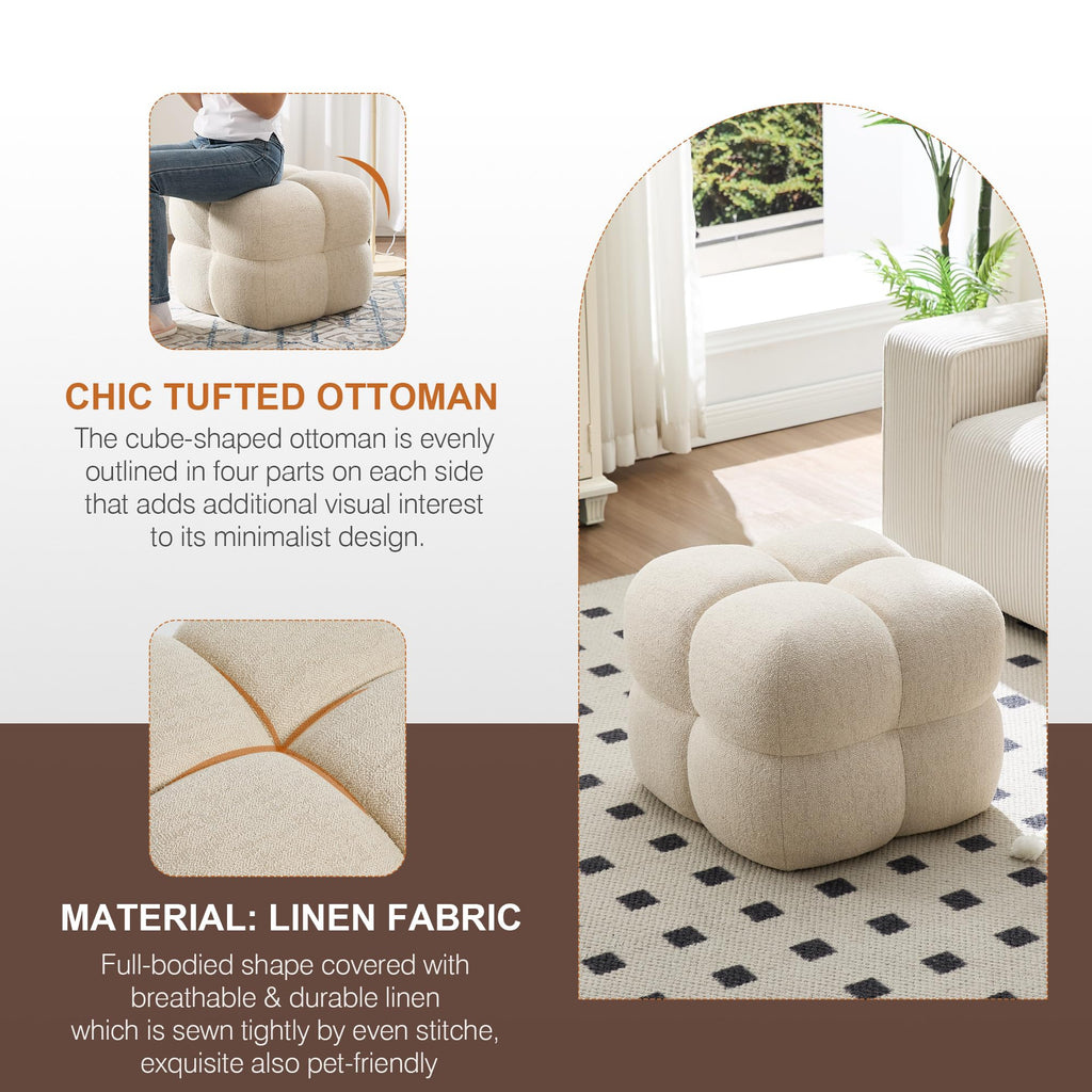 Square Pouf Ottoman Footstool, Modern Vanity Chair