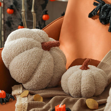 Pumpkin Pillows, Halloween Pumpkin Pillow, Off White - Set of 2