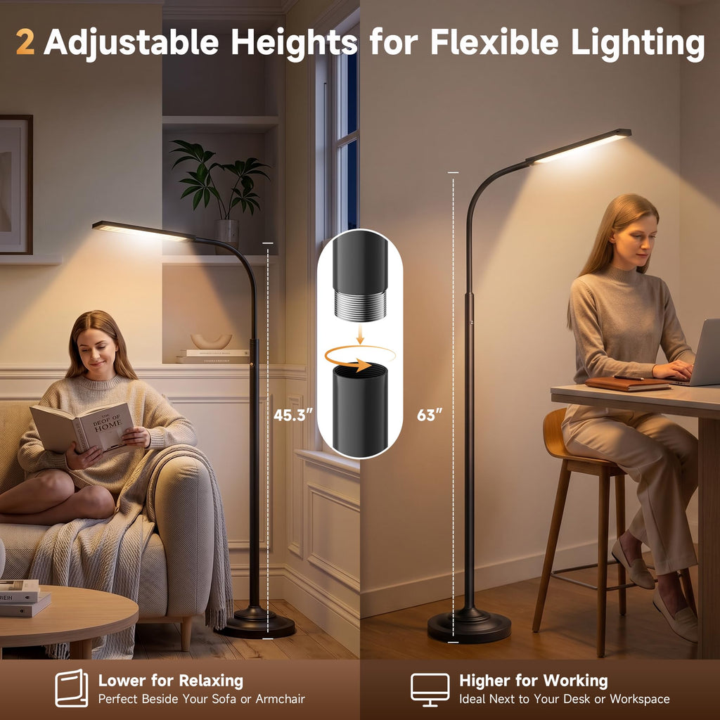 Cordless Floor Lamp Rechargeable LED Lamp with Touch Control, 15W, 7800mAh