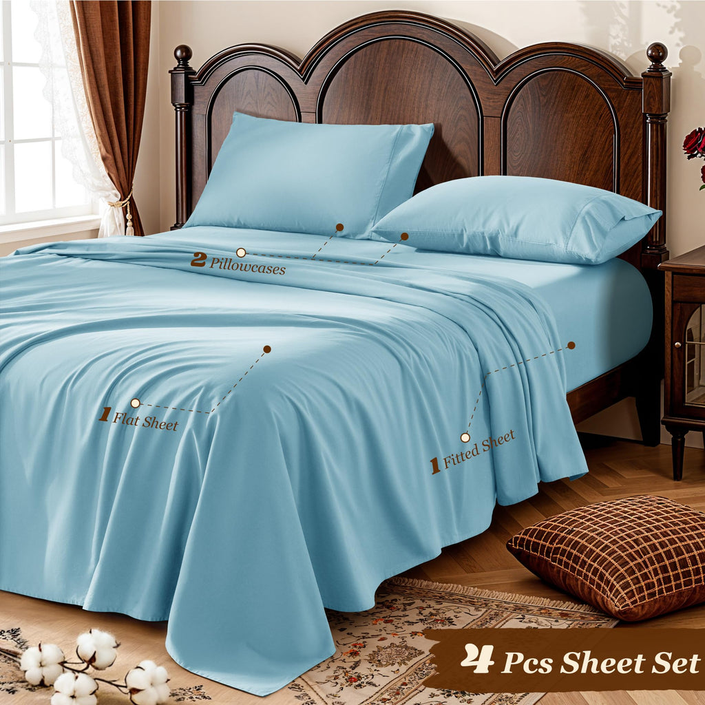 100% Egyptian Cotton Sheet 1000 TC, Durable 16" Deep Pocket Sheets