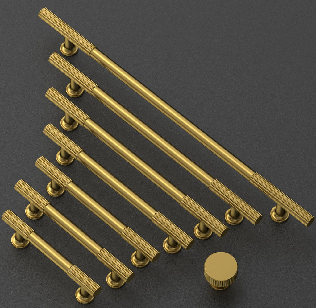 10 Pack Vibrant Brushed Moderne Brass Cabinet Pulls 4 Inch(102mm) Kitchen Cabinet Handles Cabinet Hardware for Drawer