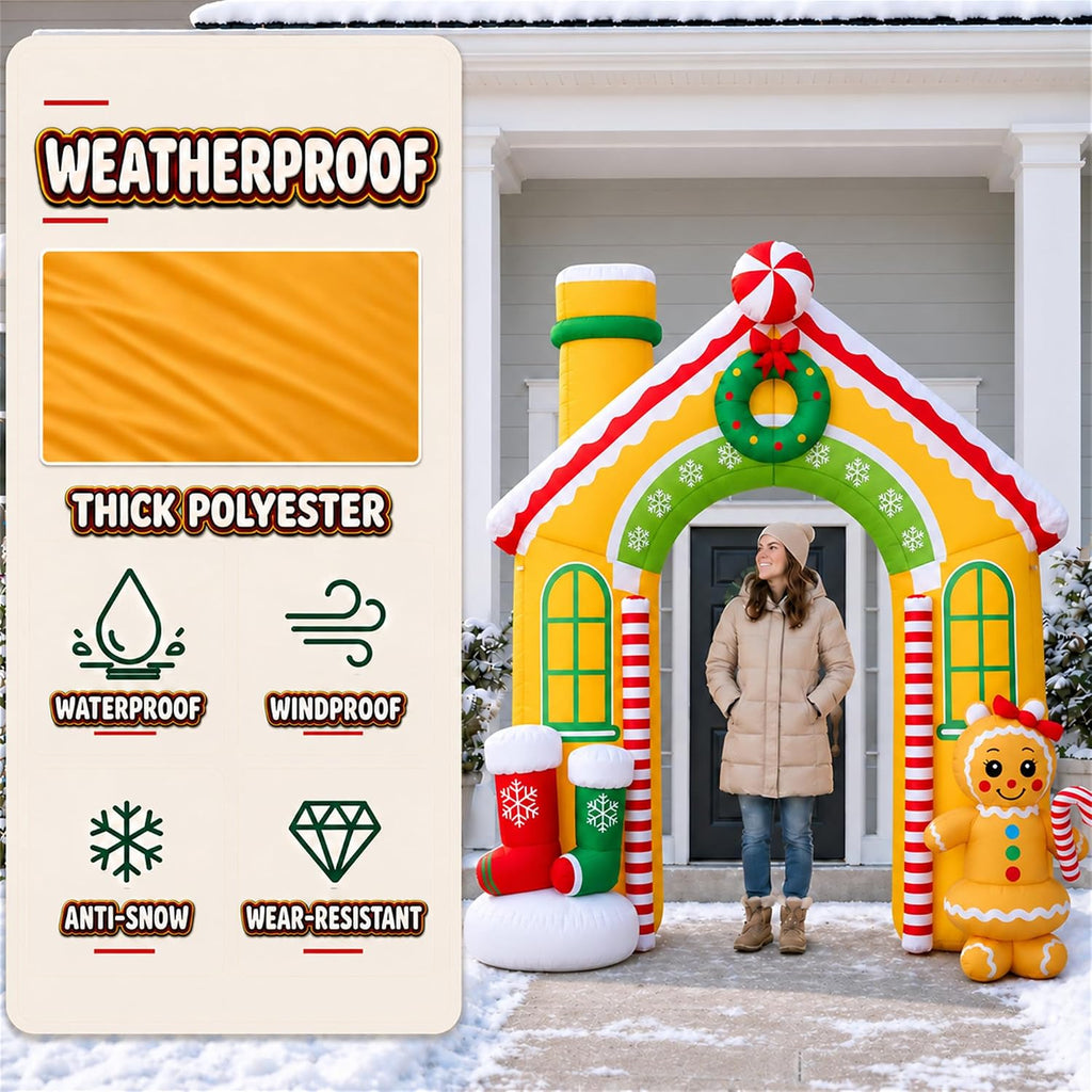 10FT Christmas Inflatables Archway Gingerbread House Outdoor Decoration