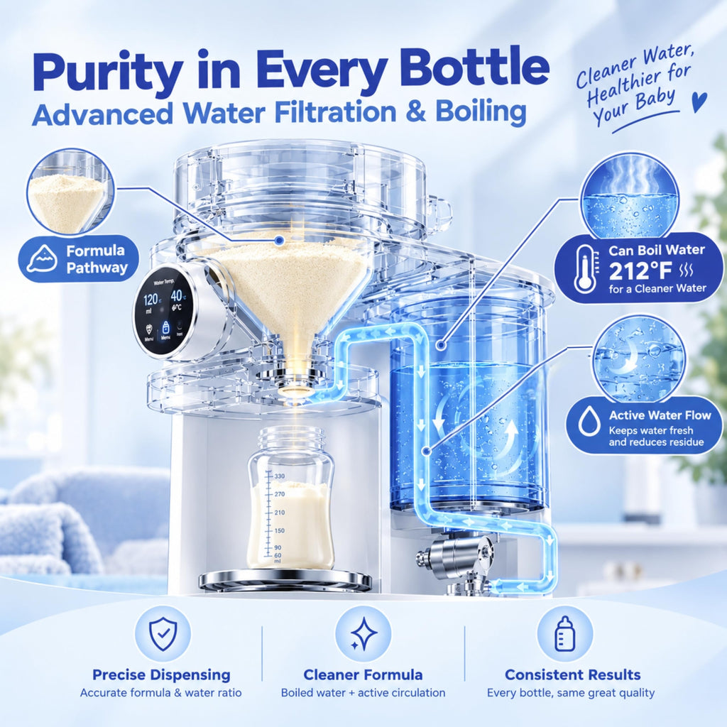Baby Formula Maker-One Touch Warm Formula Dispenser, Precise Powder Water Ratio & Memory Setting,Sealed Powder
