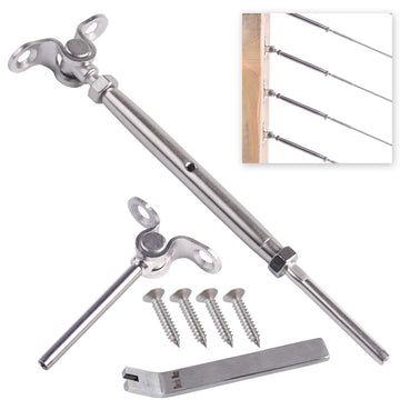 T316-Stainless Steel Adjustable Angle 1/8" Cable Railing Kit/Hardware for Wood Post, Marine Grade (30 Pack)