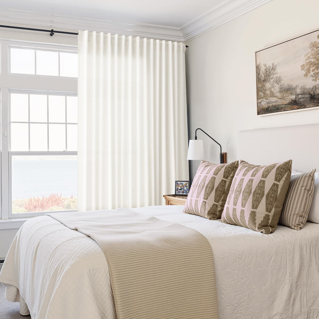 Linen Extra Wide Curtain 100 Inch Silding Glass Doors 1 Panel Natural Semi Sheer Light Flitering Curtains Back Tab