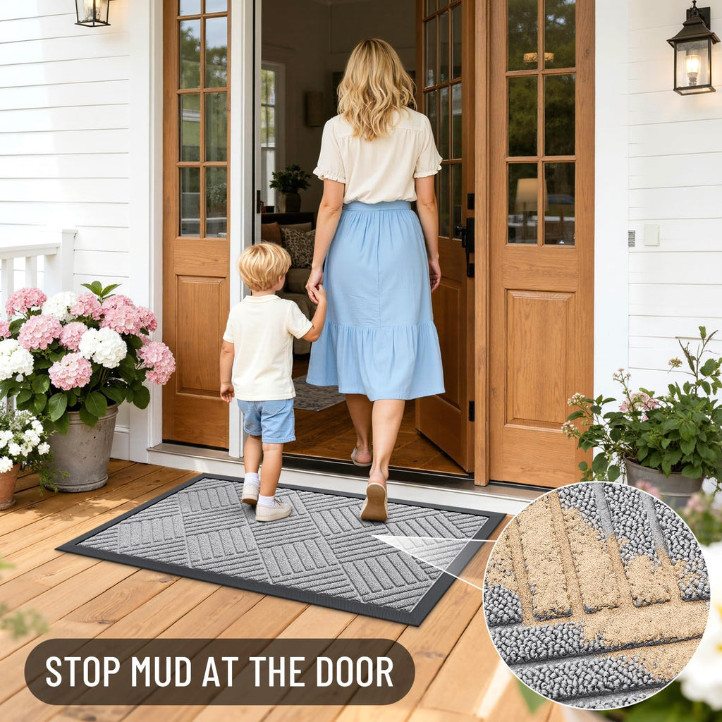 Front Door Mat Outside Entrance 47x32, Waterproof Heavy-Duty Doormat