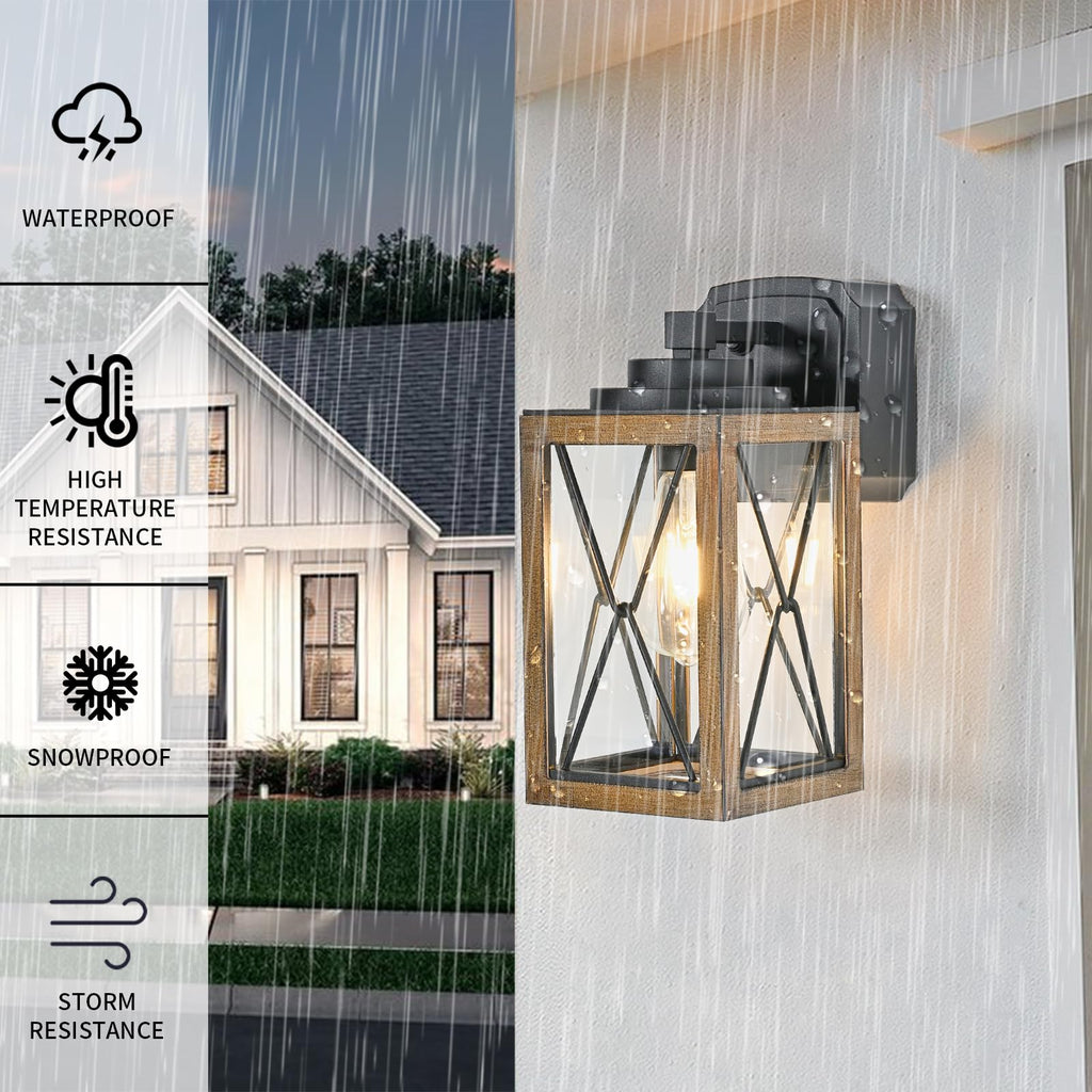 Dusk to Dawn Outdoor Porch Light with GFCI Outlet, 3 Lighting Modes Anti-Rust Waterproof Industrial Outdoor