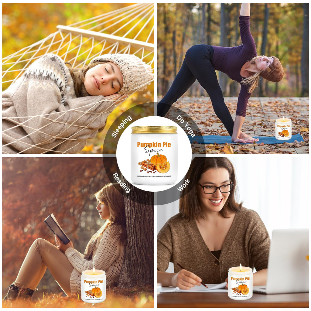 Fall Candles, Pumpkin Cinnamon Spice Candles, Fall Scented Candle Decorations Gifts for Women Pumpkin Pie Spice