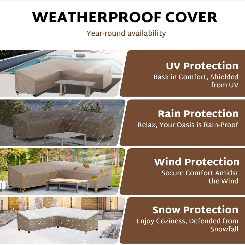 Outdoor Sectional Cover fit 80 x 80 inch L-Shaped Couch Sofa