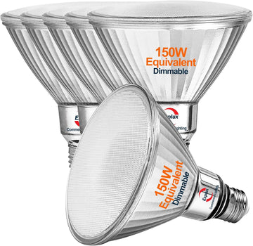 Full Glass LED PAR38 Bulb, 150W Equivalent, Daylight 5000K, 6-Pack