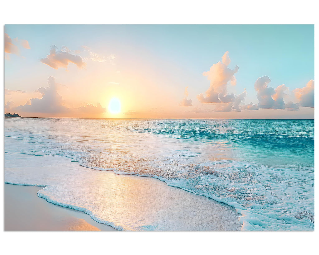 Beach Pictures Wall Art Beach Canvas Wall Art White Ocean at Sunrise Print on Canvas Seascape Paintings Coastal