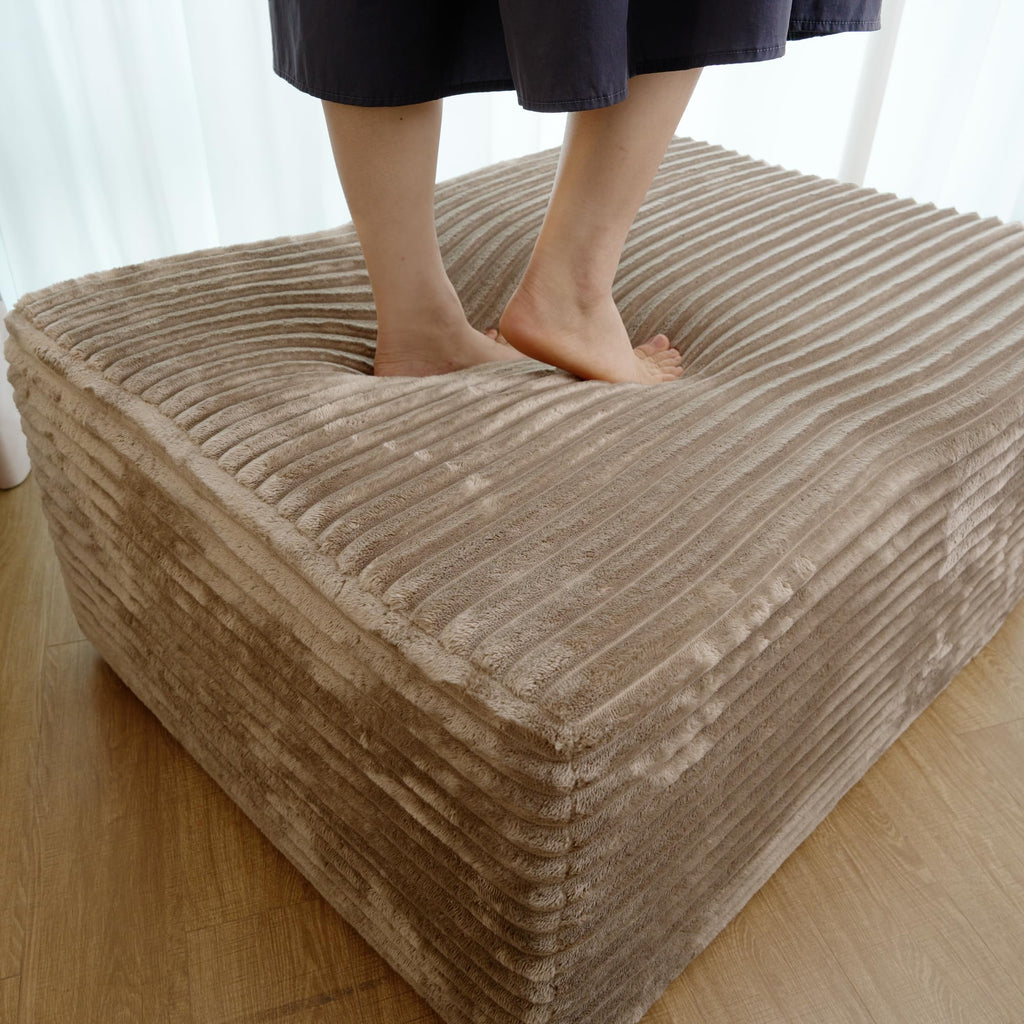 37.4" Rectangle Ottoman Foot Rest for Couch - Corduroy Upholstered Compressed Memory Foam, Cloud Ottoman for Modular