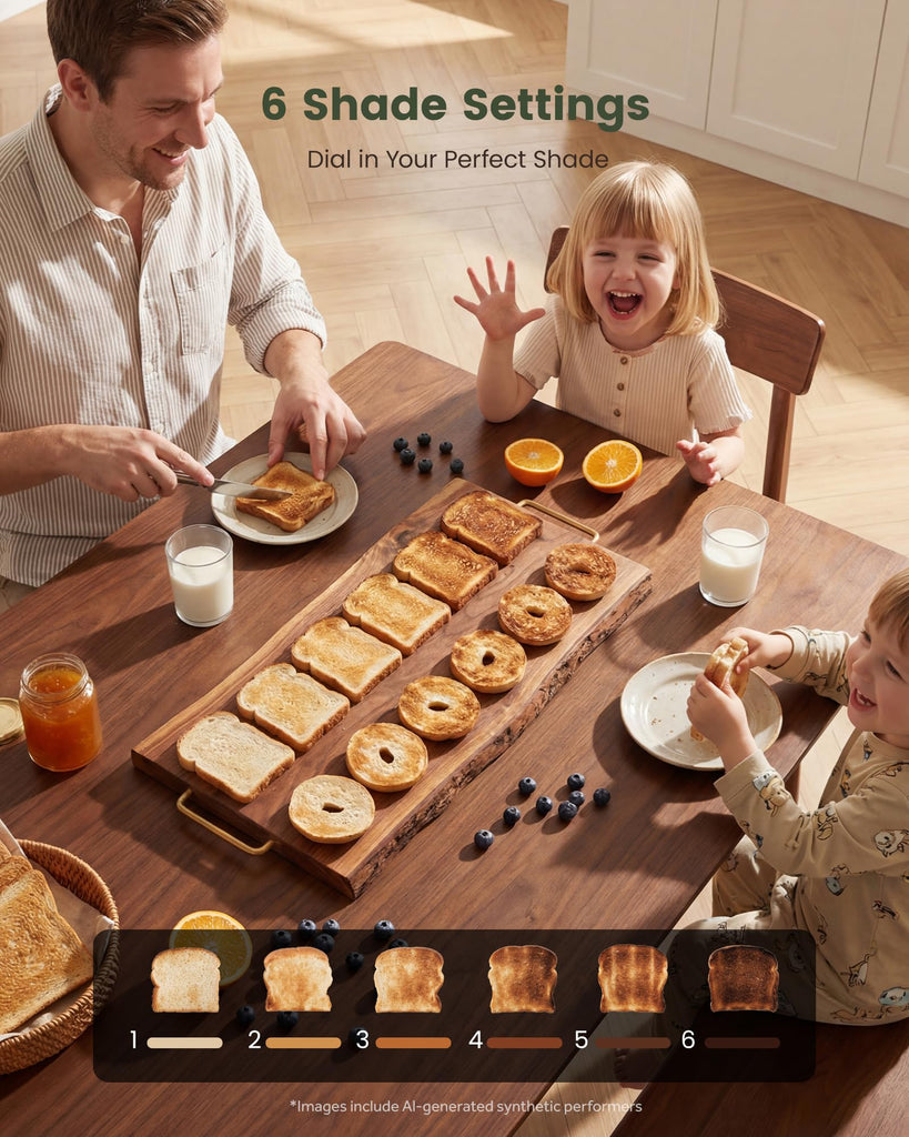 4 Slice Toaster, Long Slot Touch Screen Retro Toaster with Digital Countdown, Extra-Wide Slots for Bagels & Bread, 6