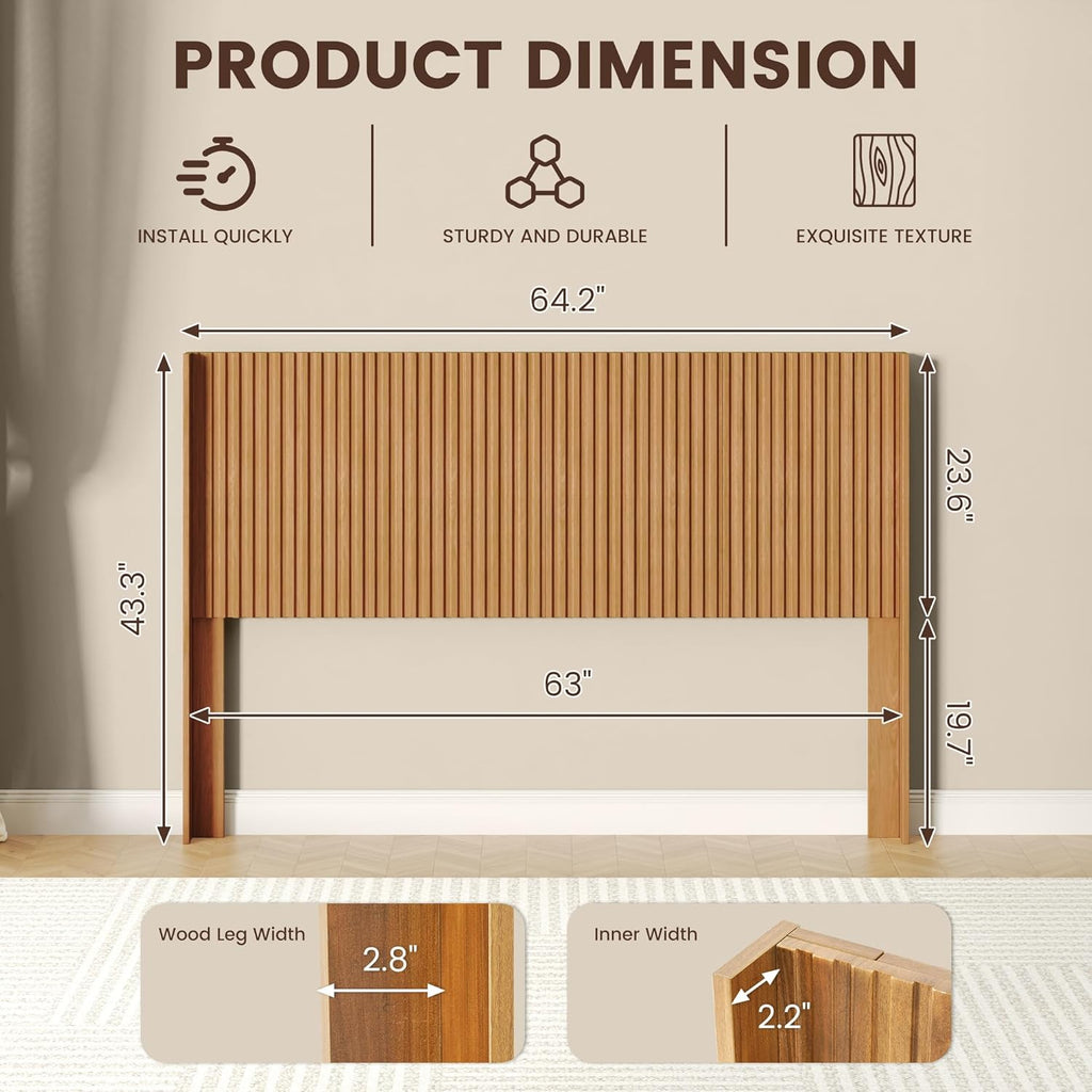 King Headboard Only, 80" Wide Headboard, Mid Century Modern Farmhouse Boho HeadBoard, Fluted Panel, Wall Mount