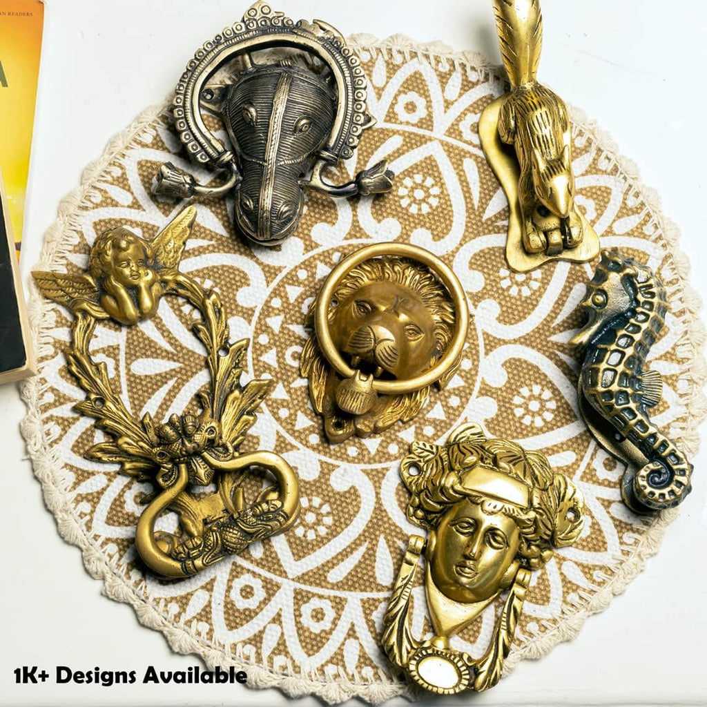 IndianShelf Solid Brass Magnificent Peacock Carved Door Knocker for Main Door
