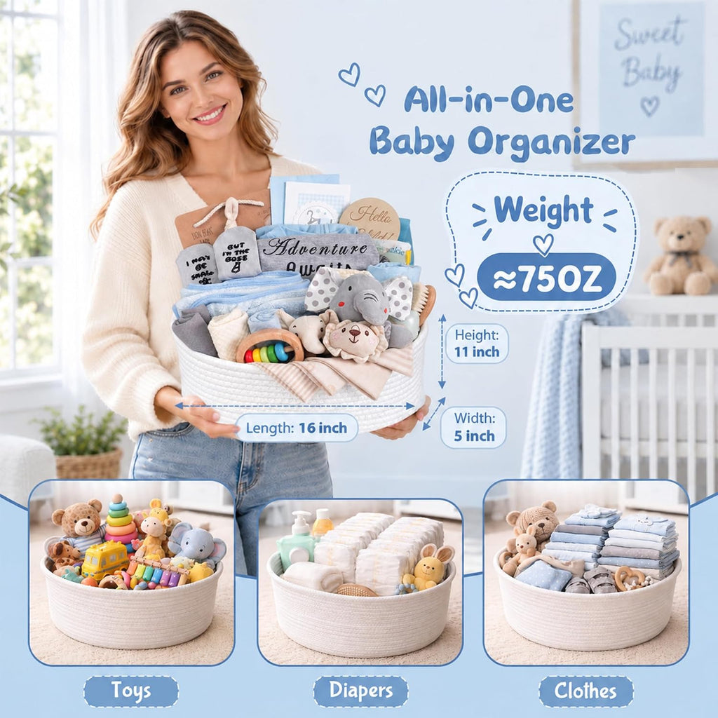 Piece Baby Shower Gifts for Boys, Newborn Essentials Must Haves,Large Baby Boy Gift Basket Set Essential